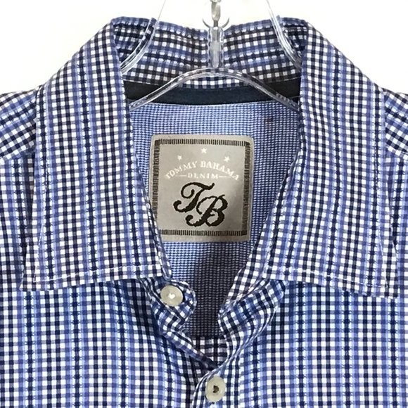 Tommy Bahama Denim Striped Check Button Up Shirt - Picture 2 of 4